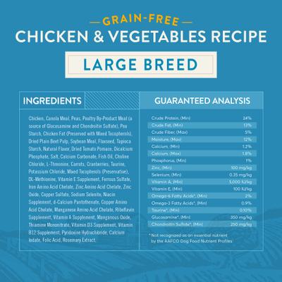 Show full view: True Acre Foods Large Breed Chicken & Vegetables Recipes Grain-Free Dry Dog Food, 40-lb bag slide 7 of 9