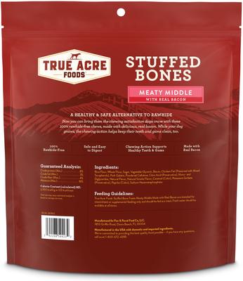 Show full view: True Acre Foods Medium Stuffed Bone Treats Meaty Middle Made with real Bacon, 24 count bundle slide 3 of 10