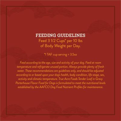 Show full view: True Acre Foods Porterhouse Flavor Tender Loaf in Gravy, Wet Dog Food, 3.5-oz cup, case of 12 slide 9 of 11