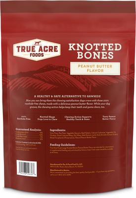 Show full view: True Acre Foods, Rawhide-Free, Knotted Bones, with Natural Peanut Butter Flavor Dog Treats, Large, 3 count slide 3 of 11