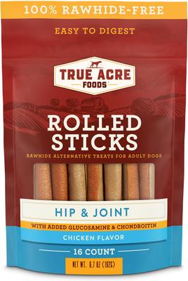 Show full view: True Acre Foods, Rawhide-Free, Rolled Sticks, Hip & Joint Chew, with Natural Chicken Flavor Dog Treats, 16 count slide 10 of 11