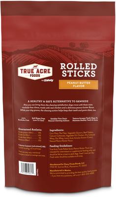 Show full view: True Acre Foods Rawhide-Free Rolled Sticks Peanut Butter Flavor Dog Treats, 10 count slide 3 of 11