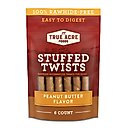 True Acre Foods Rawhide-Free Stuffed Twists Peanut Butter Flavor Dog Treats, 6 count