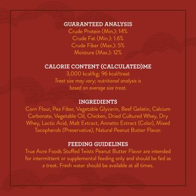 Show full view: True Acre Foods Rawhide-Free Stuffed Twists Peanut Butter Flavor Dog Treats, 6 count slide 4 of 11