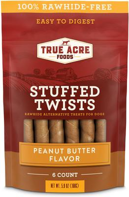 Show full view: True Acre Foods Rawhide-Free Stuffed Twists Peanut Butter Flavor Dog Treats, 6 count slide 10 of 11