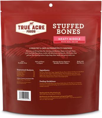 Show full view: True Acre Foods Small Stuffed Bone Treats Meaty Middle Made with real Bacon, 30 count slide 3 of 10