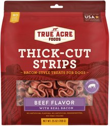 True Acre Foods Thick Cut Strips with Real Bacon & Beef Dog Treats, 25-oz bag