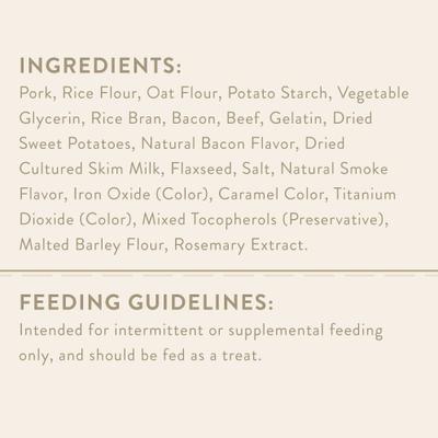 Show full view: True Acre Foods Thick Cut Strips with Real Bacon & Beef Dog Treats, 25-oz bag slide 5 of 9