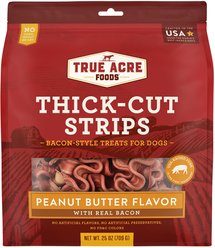 True Acre Foods Thick Cut Strips with Real Bacon & Peanut Butter Flavor Dog Treats, 25-oz bag