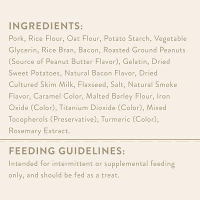 Show full view: True Acre Foods Thick Cut Strips with Real Bacon & Peanut Butter Flavor Dog Treats, 25-oz bag slide 5 of 9