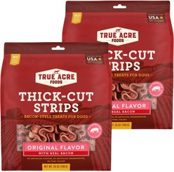 True Acre Foods Thick Cut Strips with Real Bacon Dog Treats, 50-oz bundle