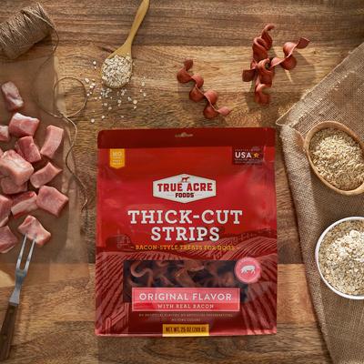 Show full view: True Acre Foods Thick Cut Strips with Real Bacon Dog Treats, 25-oz bag slide 4 of 9