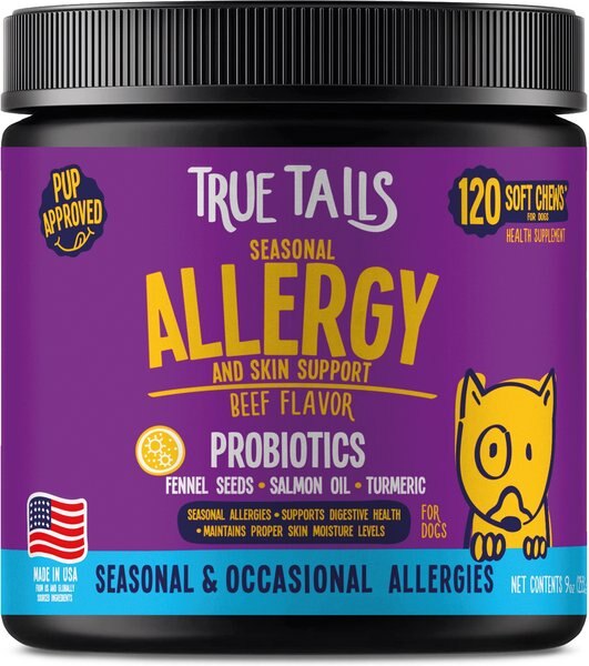 True Tails Allergy Beef Flavored Allergy Supplement for Dogs, 120 count