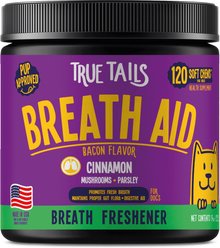 True Tails Breath Aid Bacon Flavored Dental Supplement for Dogs, 120 count