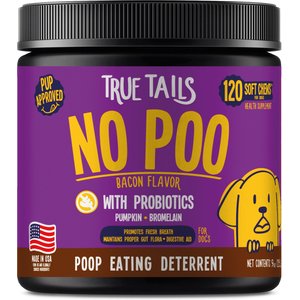 True Tails No Poo Bacon Flavored Coprophagia Supplement for Dogs, 120 count