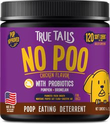 True Tails No Poo Chicken Flavored Coprophagia Supplement for Dogs, 120 count