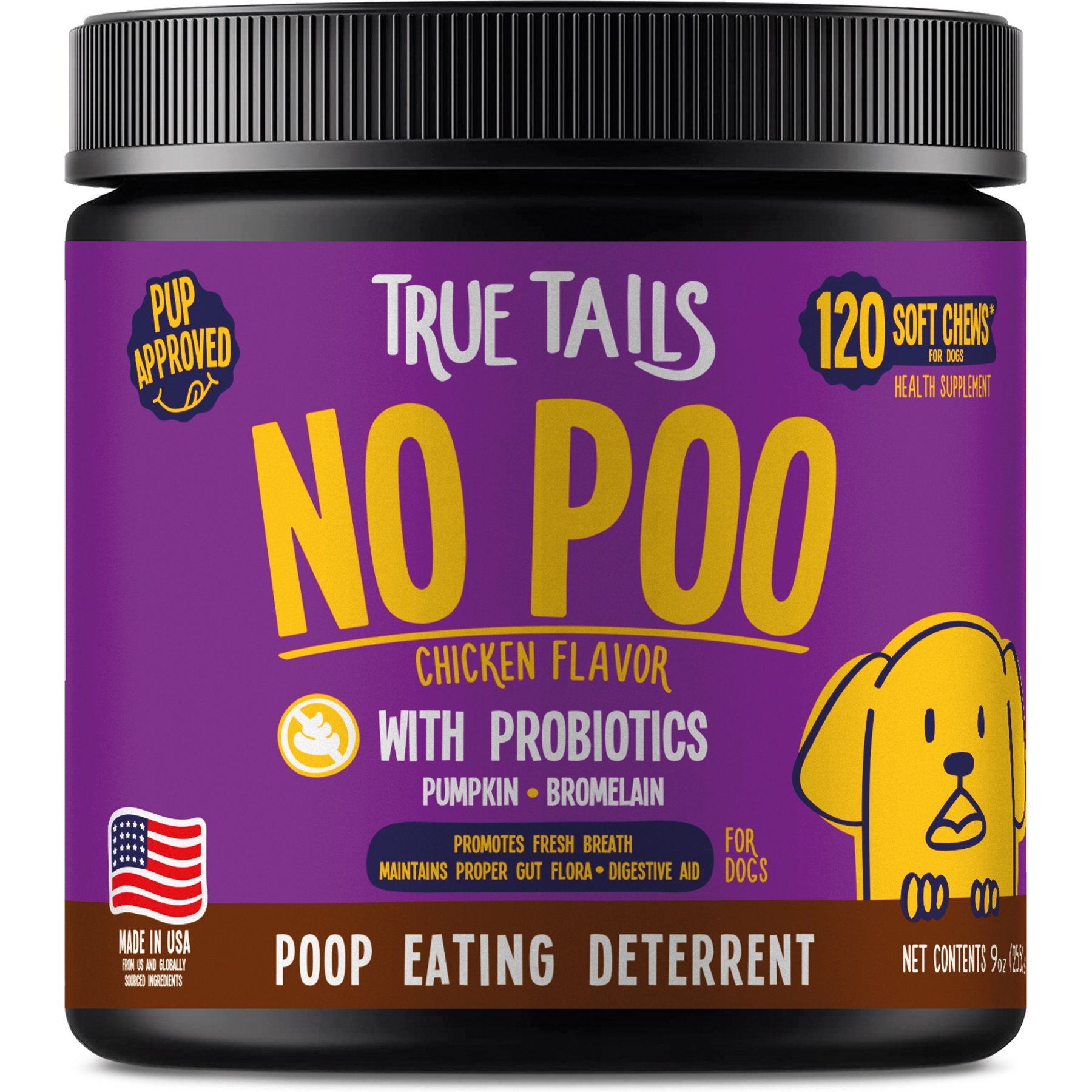 True Tails No Poo Chicken Flavored Coprophagia Supplement for Dogs, 120 count