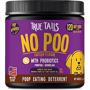 True Tails No Poo Chicken Flavored Coprophagia Supplement for Dogs, 120 count
