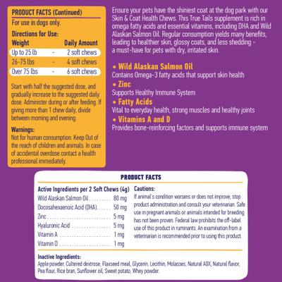 Show full view: True Tails Skin & Coat Beef Flavored Skin & Coat Supplement for Dogs, 120 count slide 3 of 7