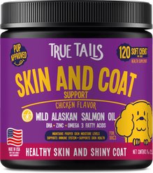 True Tails Skin & Coat Chicken Flavored Skin & Coat Supplement for Dogs, 120 count