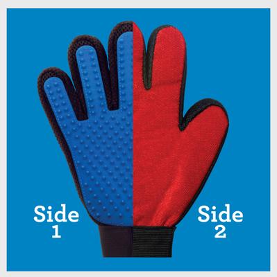 Show full view: True Touch Five Finger Pet Deshedding & Hair Removal Glove, Blue/Red slide 9 of 10