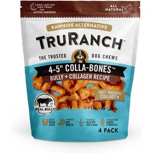 TruRanch 4 to 5-inch Bully Collagen Dog Bones, 4 count,