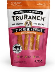 TruRanch 6-inch Pork Skin Twists Chicken-Wrapped Dog Jerky, 4 count