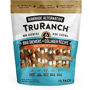 TruRanch BBQ Collagen Skewers Hard Chew Dog Treats, 5-in, 15 count