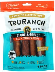 TruRanch Beef Collagen Roll Hard Chew Dog Treats, 6-in, 4 count