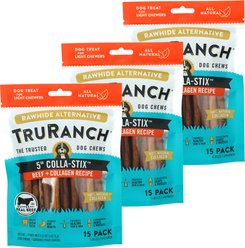 TruRanch Beef Collagen Sticks Hard Chew Dog Treats, 5-in, 45 count bundle