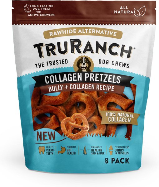 TruRanch Collagen Pretzels Bully Hard Chew Dog Treat, 8 count