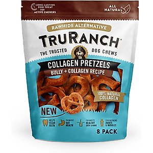 TruRanch Collagen Pretzels Bully Hard Chew Dog Treat, 8 count