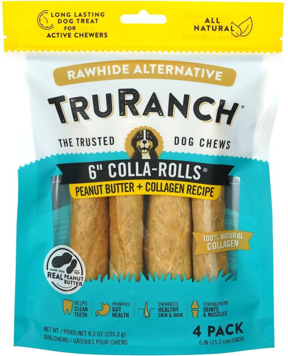 TruRanch Peanut Butter Collagen Roll Hard Chew Dog Treats