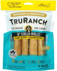 TruRanch Peanut Butter Collagen Roll Hard Chew Dog Treats, 6-in, 4 count