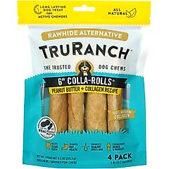 TruRanch Peanut Butter Collagen Roll Hard Chew Dog Treats, 6-in, 4 count