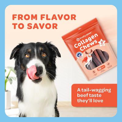 Show full view: Trusty Paws USA Beef Collagen Chews Thick Jerky Dog Treats, 20 count, 21-oz bag slide 6 of 8