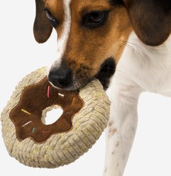 TrustyPup Donut Tough Squeaky Dog Chew Toy, Chocolate, Small