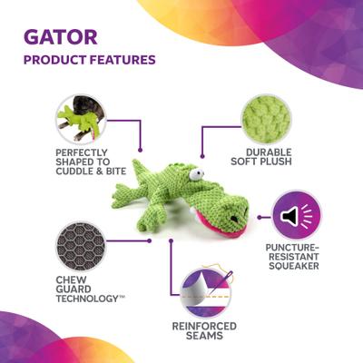 Show full view: TrustyPup Gator Tough Squeaky Dog Chew Toy, Green, Large slide 3 of 10