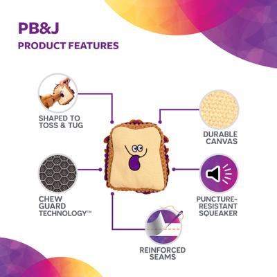 Show full view: TrustyPup PBJ Tough Squeaky Dog Chew Toy, Small slide 3 of 9