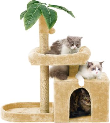 Show full view: TSCOMON 31.5-in Leaf Design Plush Cat Tree, Beige slide 8 of 9