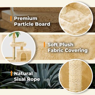 Show full view: TSCOMON 31.5-in Leaf Design Plush Cat Tree, Beige slide 5 of 9