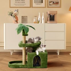 TSCOMON 31.5-in Leaf Design Plush Cat Tree, Green