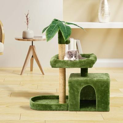 Show full view: TSCOMON 31.5-in Leaf Design Plush Cat Tree, Green slide 6 of 7