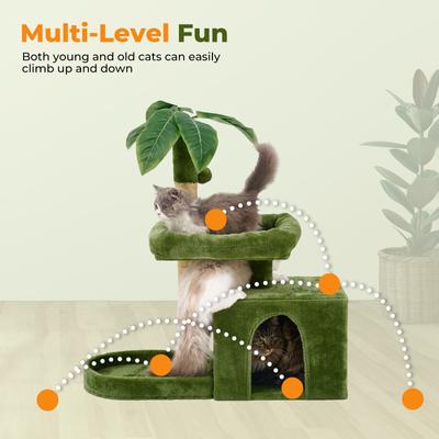 Show full view: TSCOMON 31.5-in Leaf Design Plush Cat Tree, Green slide 5 of 7