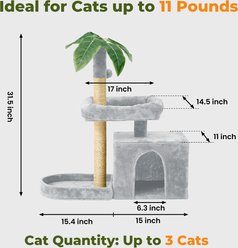 TSCOMON 31.5-in Leaf Design Plush Cat Tree, Grey slide 2 of 7