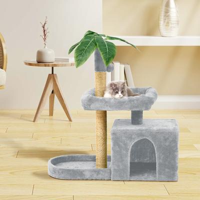 Show full view: TSCOMON 31.5-in Leaf Design Plush Cat Tree, Grey slide 6 of 8