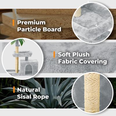 Show full view: TSCOMON 31.5-in Leaf Design Plush Cat Tree, Grey slide 4 of 8