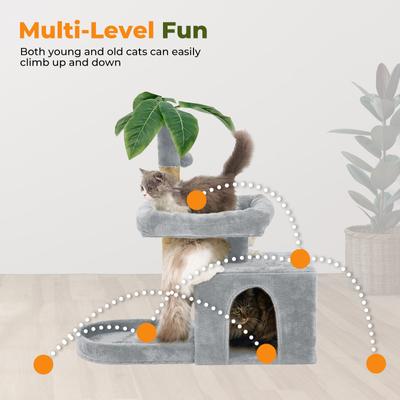 Show full view: TSCOMON 31.5-in Leaf Design Plush Cat Tree, Grey slide 5 of 8