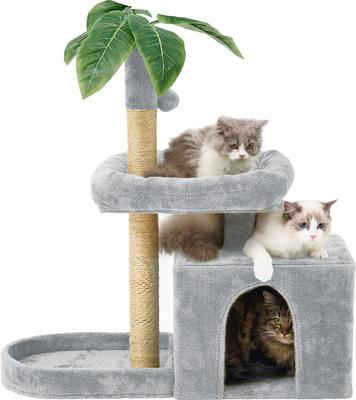Show full view: TSCOMON 31.5-in Leaf Design Plush Cat Tree, Grey slide 7 of 8