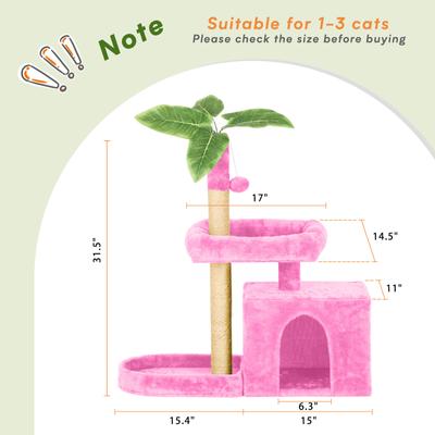 Show full view: TSCOMON 31.5-in Leaf Design Plush Cat Tree, Pink slide 2 of 8